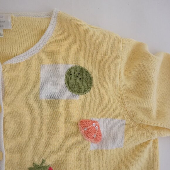 Christopher Banks Yellow Fruit Novelty Beaded Knit Cardigan Preppy Sweater M - Picture 10 of 11